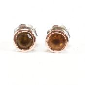 CLOGAU 925 SILVER & CITRINE STUD EARRINGS
