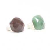 TWO 925 SILVER & QUARTZ SET DRESS RINGS