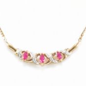 HALLMARKED RUBY & DIAMOND NECKLACE