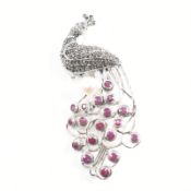 CONTEMPORARY 925 SILVER NOVELTY MARCASITE PEACOCK BROOCH