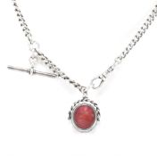 HALLMARKED SILVER ALBERT WATCH CHAIN & FOB