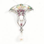 CONTEPORARY 925 SILVER ART NOUVEAU PLIQUE A JOUR PENDANT