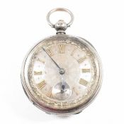 SILVER HALLMARKED OPEN FACE KEY WIND POCKET WATCH