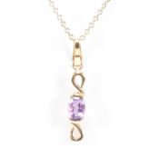 HALLMARKED 9CT GOLD & AMETHYST PENDANT NECKLACE