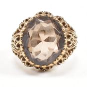 HALLMARKED 9CT GOLD & SMOKY QUARTZ RING