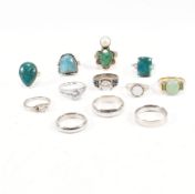 COLLECTION OF 925 SILVER & GEM SET RINGS