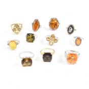 COLLECTION OF 925 SILVER & GEM SET RINGS