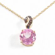 HALLMARKED 9CT GOLD GEM SET PENDANT NECKLACE