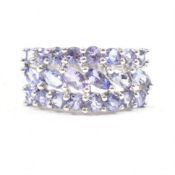 HALLMARKED 9CT GOLD & TANZANITE CLUSTER RING