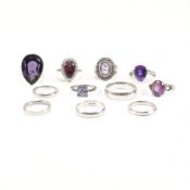 COLLECTION OF 925 SILVER & GEM SET RINGS