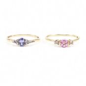 TWO HALLMARKED 9CT GOLD & GEM SET RINGS
