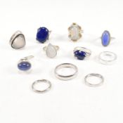 COLLECTION OF 925 SILVER & GEM SET RINGS