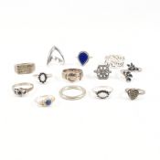 COLLECTION OF 925 SILVER & GEM SET RINGS