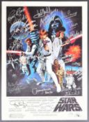 STAR WARS - CAST SIGNED MINI-POSTER - HAMILL, FORD & FISHER - BECKETT