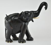 HAND CARVED EBONY WOOD ELEPHANT ORNAMENT
