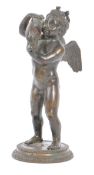 LATE 19TH CENTURY ITALIAN BRONZE STATUE OF CUPID & DOLPHIN
