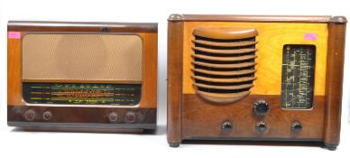 TWO VINTAGE 1940S MAHOGANY & BAKELITE VALVE RADIOS