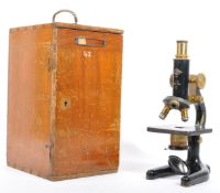 EARLY 20TH CENTURY W.R. PRIOR METAL & BRASS MICROSCOPE CASED