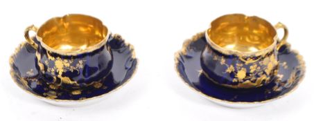 19TH CENTURY MATCHING PAIR OF PORCELAIN CUPS & SAUCERS