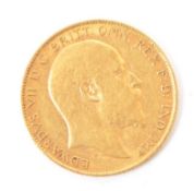 1908 KING EDWARD VII 22CT GOLD HALF SOVEREIGN COIN