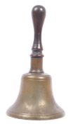 LARGE OVERSIZED 19TH CENTURY VICTORIAN BRASS SCHOOL BELL