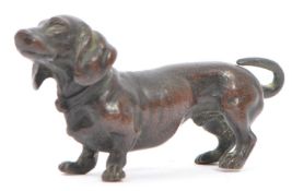 VINTAGE 20TH CENTURY BRONZE DACHSHUND STATUE / SCULPTURE