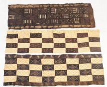 THREE 1940'S KUBA AFRICAN HANGING CLOTH FABRIC PANELS DECOR
