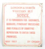 VINTAGE 20TH CENTURY LONDON & NORTH WESTERN RAILWAY NOTICE