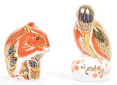ROYAL CROWN DERBY PAPERWEIGHTS - KINGFISHER & SQUIRREL
