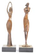 TWO 20TH CENTURY BRONZE FEMALE FIGURES - BERNARD KIM