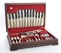 VINTAGE MAHOGANY CASED CUTLERY CANTEEN SET BY K BRIGHT