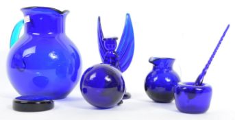COLLECTION OF VINTAGE 20TH CENTURY BRISTOL BLUE GLASS