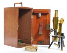 EARLY 20TH CENTURY J SWIFT & SON METAL & BRASS MICROSCOPE CASED