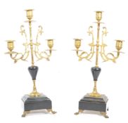 PAIR OF 19TH CENTURY FRENCH ORMOLU GARNITURE CANDELABRA