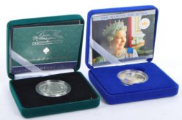 TWO ROYAL MINT PROOF SILVER CROWN COINS