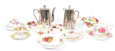 COLLECTION OF MID 20TH CENT OLD ENGLISH ROSE PORCELAIN & OTHERS