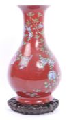 19TH CENTURY CHINESE QING DYNASTY RED PORCELAIN VASE