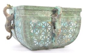 VINTAGE 20TH CENTURY CHINESE BRONZE INDOOR PLANTER