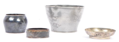 COLLECTION OF CHINESE ORIENTAL WHITE METAL BOWLS / DISH
