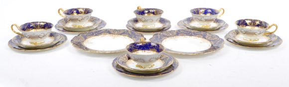 EARLY 20TH CENTURY ROYAL BLUE & GILT TEA SET BY CAULDON