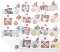 TWELVE LIFETIME OF SERVICE FIRST DAY COVER COINS