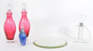 MID CENTURY LADIES DRESSING TABLE DESK SET W / PERFUME BOTTLES