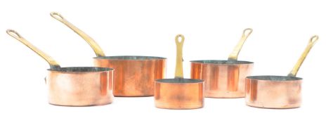 COLLECTION OF EARLY 20TH CENTURY BRASS & COPPER PANS