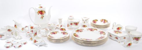 MID 20TH CENT ENGLISH BONE CHINA COTTAGE ROSE TEA SET & ITEMS