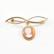 HALLMARKED 9CT GOLD CAMEO BROOCH PIN