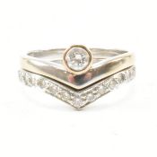 9CT WHITE GOLD & DIAMOND WISHBONE STACKING RING SET