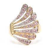 HALLMARKED 9CT & PINK STONE CLUSTER COCKTAIL RING