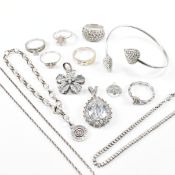 COLLECTION OF 925 SILVER & WHITE STONE JEWELLERY