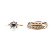 HALLMARKED SAPPHIRE & DIAMOND CLUSTER RING & GEM SET RING