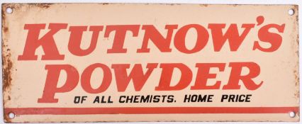 KUTNOW'S POWDER - POINT OF SALE ENAMEL ADVERTISING SIGN